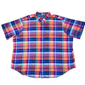 Ralph Lauren Mens Classic Fit 4XB Big Plaid Short Sleeve Shirt